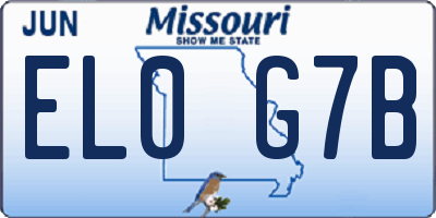 MO license plate EL0G7B