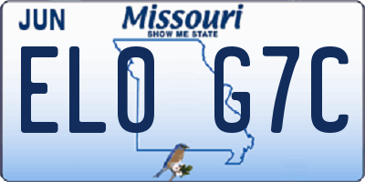 MO license plate EL0G7C