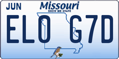 MO license plate EL0G7D