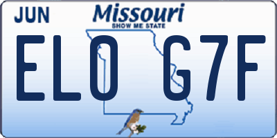 MO license plate EL0G7F