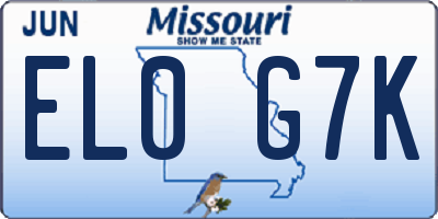 MO license plate EL0G7K