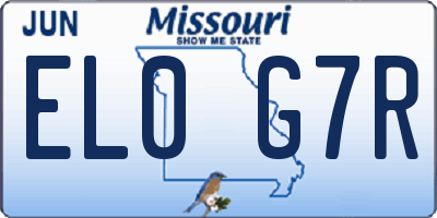 MO license plate EL0G7R