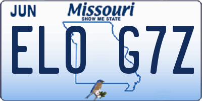 MO license plate EL0G7Z