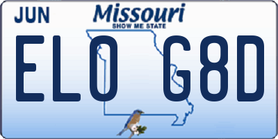 MO license plate EL0G8D