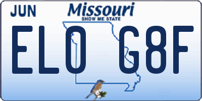 MO license plate EL0G8F