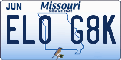 MO license plate EL0G8K