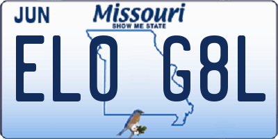 MO license plate EL0G8L