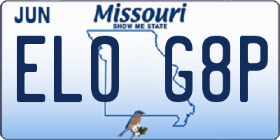 MO license plate EL0G8P