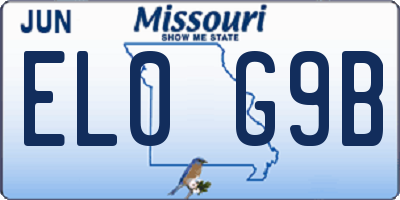 MO license plate EL0G9B