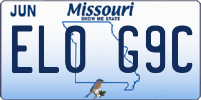 MO license plate EL0G9C