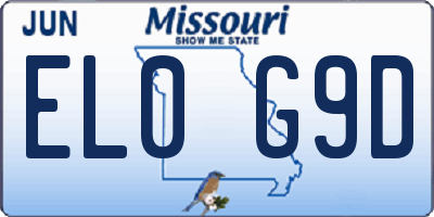 MO license plate EL0G9D