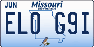 MO license plate EL0G9I
