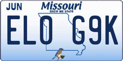 MO license plate EL0G9K