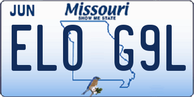 MO license plate EL0G9L