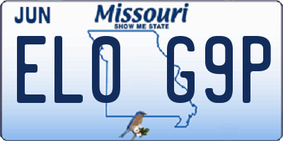 MO license plate EL0G9P