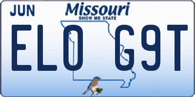 MO license plate EL0G9T