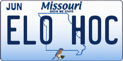 MO license plate EL0H0C