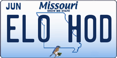MO license plate EL0H0D