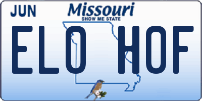 MO license plate EL0H0F