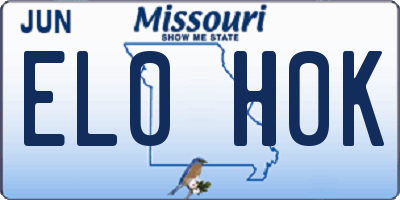 MO license plate EL0H0K