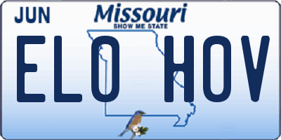 MO license plate EL0H0V
