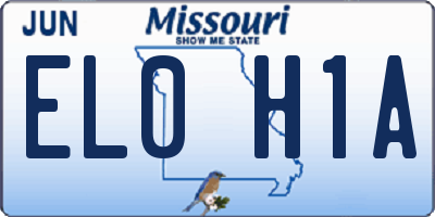 MO license plate EL0H1A