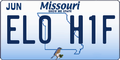 MO license plate EL0H1F