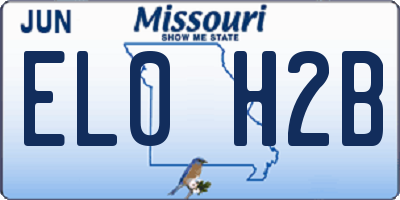 MO license plate EL0H2B