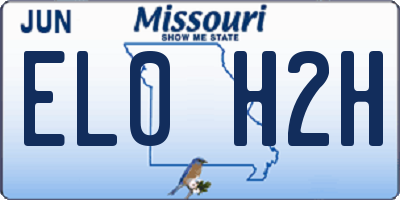 MO license plate EL0H2H