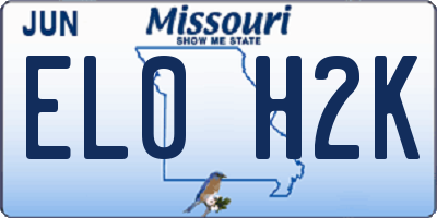 MO license plate EL0H2K