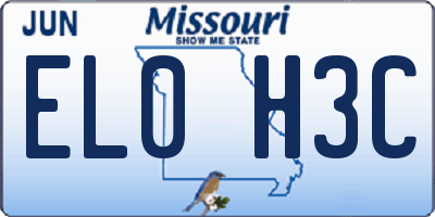 MO license plate EL0H3C