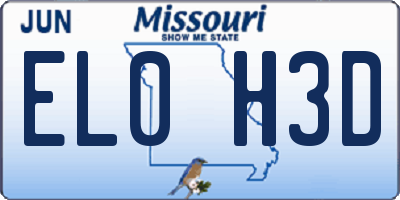 MO license plate EL0H3D