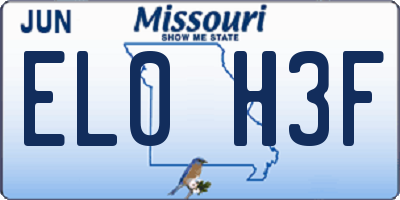 MO license plate EL0H3F