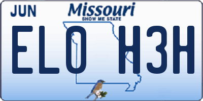 MO license plate EL0H3H