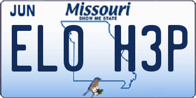 MO license plate EL0H3P