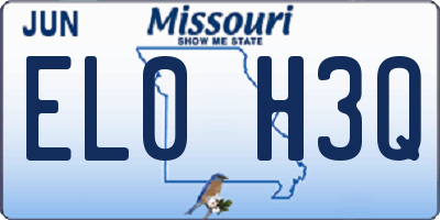 MO license plate EL0H3Q