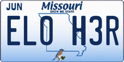 MO license plate EL0H3R