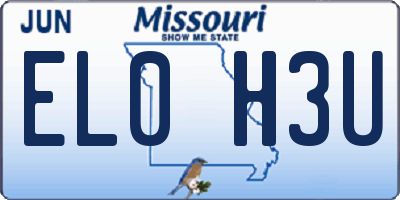 MO license plate EL0H3U