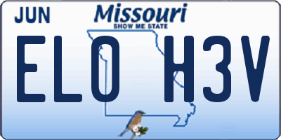 MO license plate EL0H3V