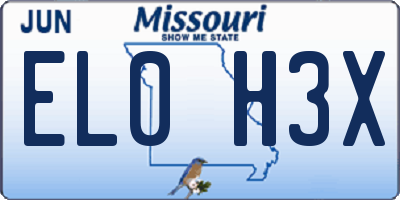 MO license plate EL0H3X