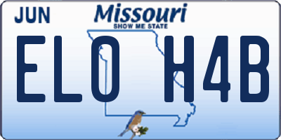 MO license plate EL0H4B
