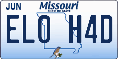 MO license plate EL0H4D