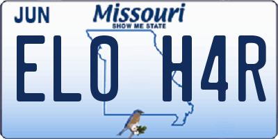 MO license plate EL0H4R