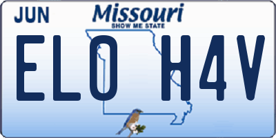 MO license plate EL0H4V