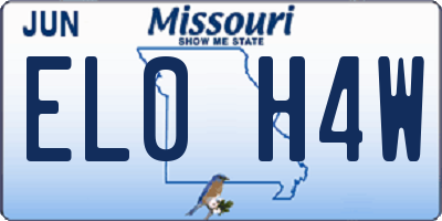 MO license plate EL0H4W