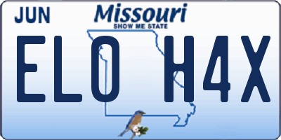 MO license plate EL0H4X