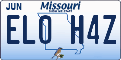 MO license plate EL0H4Z