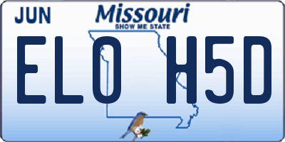 MO license plate EL0H5D