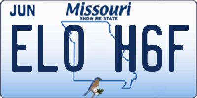 MO license plate EL0H6F