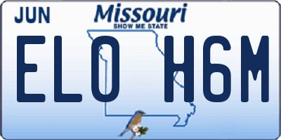 MO license plate EL0H6M